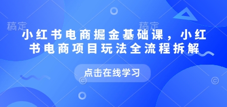 小红书电商掘金课，小红书电商项目玩法全流程拆解-轻松搞定副业 - 高效赚钱方法和建议