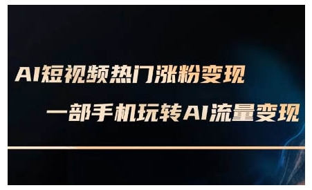 AI短视频热门涨粉变现课，AI数字人制作短视频超级变现实操课，一部手机玩转短视频变现-轻松搞定副业 - 高效赚钱方法和建议