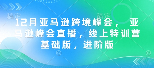 12月亚马逊跨境峰会， 亚马逊峰会直播，线上特训营基础版，进阶版-轻松搞定副业 - 高效赚钱方法和建议