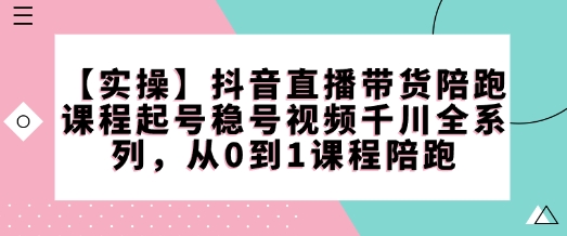 【实操】抖音直播带货陪跑课程起号稳号视频千川全系列，从0到1课程陪跑-轻松搞定副业 - 高效赚钱方法和建议