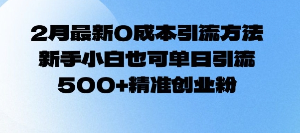 2月最新0成本引流方法，新手小白也可单日引流500+精准创业粉-轻松搞定副业 - 高效赚钱方法和建议