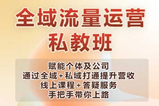 全域流量运营操盘课，赋能个体及公司通过全域+私域打通提升营收-轻松搞定副业 - 高效赚钱方法和建议
