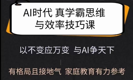 Ai时代真学霸思维与学习方法课，有格局且接地气，家庭教育有力参考-轻松搞定副业 - 高效赚钱方法和建议