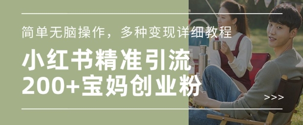 小红书混剪日引200+宝妈创业粉，简单无脑操作，多种变现详细教程-轻松搞定副业 - 高效赚钱方法和建议