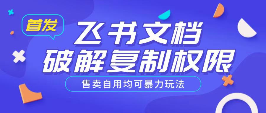 首发飞书文档破解复制权限，售卖自用均可暴力玩法-轻松搞定副业 - 高效赚钱方法和建议