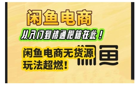 闲鱼电商实战课，从入门到精通秘籍在此，闲鱼电商无货源玩法超燃!-轻松搞定副业 - 高效赚钱方法和建议