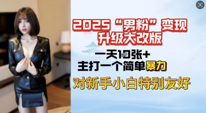 2025男粉变现全新玩法升级，日入上千简简单单，小白可轻松上手-轻松搞定副业 - 高效赚钱方法和建议