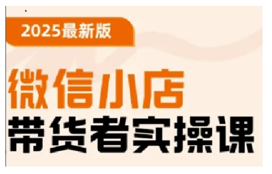 2025最新版微信小店带货者实操课，基础操作到高级运营技巧，快速上手-轻松搞定副业 - 高效赚钱方法和建议