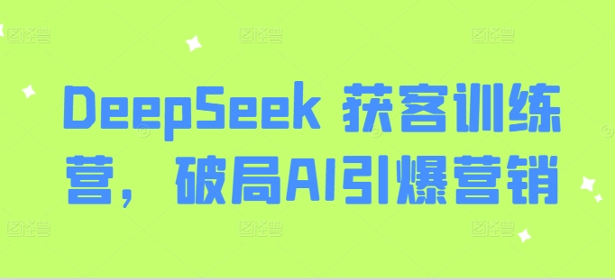 DeepSeek 获客训练营，破局AI引爆营销-轻松搞定副业 - 高效赚钱方法和建议