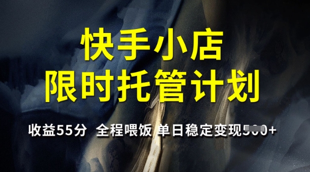 快手小店限时托管计划，收益55分，全程喂饭，单日稳定变现5张【揭秘】-轻松搞定副业 - 高效赚钱方法和建议