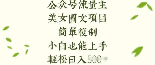 流量主长期收益项目，美女图片简单复制，小白也能上手，轻松日入5张-轻松搞定副业 - 高效赚钱方法和建议