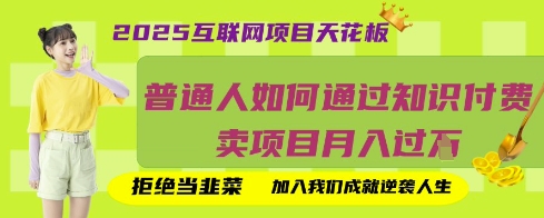 2025互联网项目天花板，普通人如何通过知识付费卖项目月入过W，拒绝当韭菜【揭秘】-轻松搞定副业 - 高效赚钱方法和建议