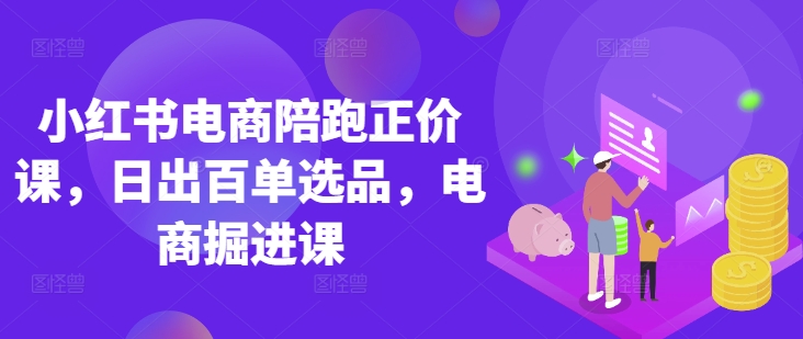 小红书电商陪跑正价课，小红书官方认证电商讲师教学，日出百单选品，电商掘进课-轻松搞定副业 - 高效赚钱方法和建议
