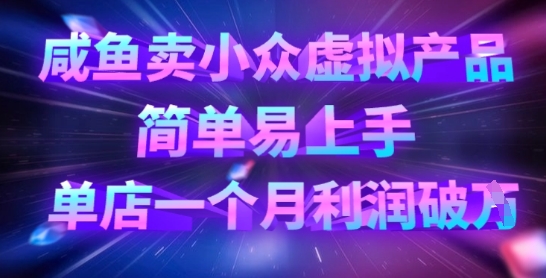 咸鱼卖小众虚拟产品，简单易上手，单店一个月利润破W-轻松搞定副业 - 高效赚钱方法和建议