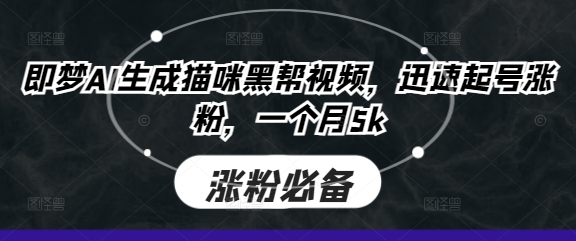 即梦AI生成猫咪黑帮视频，迅速起号涨粉，一个月5k-轻松搞定副业 - 高效赚钱方法和建议
