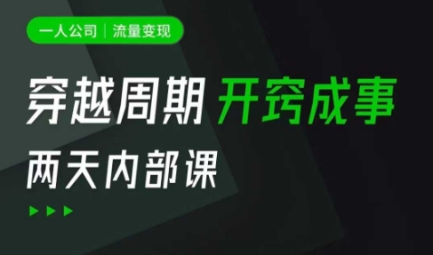一人公司：流量变现课，一人公司的方法模型拆解， 拆解富人思维，流量思维，小老板思维等-轻松搞定副业 - 高效赚钱方法和建议