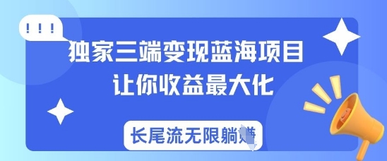 独家三端变现蓝海项目，让你收益最大化，长尾流无限躺挣-轻松搞定副业 - 高效赚钱方法和建议