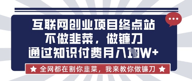 互联网创业尽头-不做韭菜，做镰刀，通过知识付费月入10个【揭秘】-轻松搞定副业 - 高效赚钱方法和建议