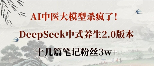 AI中医大模型杀疯了！DeepSeek中式养生2.0版本，十几篇笔记粉丝3w+-轻松搞定副业 - 高效赚钱方法和建议