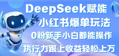 DeepSeek赋能小红书爆单玩法0粉新手小白都能操作，执行力跟上收益轻松上W，懒人勿做-轻松搞定副业 - 高效赚钱方法和建议
