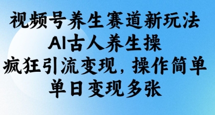 视频号养生赛道新玩法，AI古人养生操，疯狂引流变现，操作简单，单日变现多张-轻松搞定副业 - 高效赚钱方法和建议