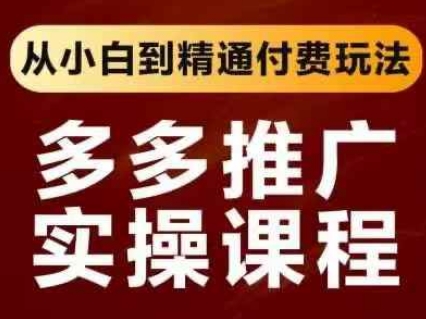 拼多多推广实操课程，从小白到精通付费玩法-轻松搞定副业 - 高效赚钱方法和建议