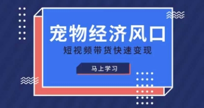 宠物赛道快速变现精品课，宠物经济风口，短视频带货快速变现-轻松搞定副业 - 高效赚钱方法和建议