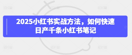 2025小红书实战方法，如何快速日产千条小红书笔记-轻松搞定副业 - 高效赚钱方法和建议