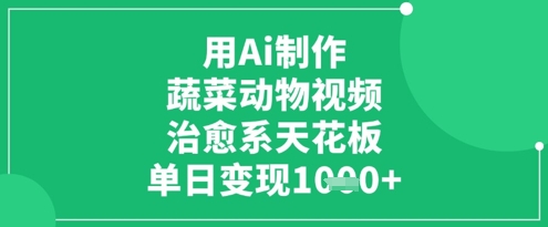 用Ai制作蔬菜动物视频，治愈系天花板，单日变现1k-轻松搞定副业 - 高效赚钱方法和建议