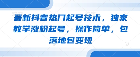最新抖音热门起号技术，独家教学涨粉起号，操作简单，包落地包变现-轻松搞定副业 - 高效赚钱方法和建议