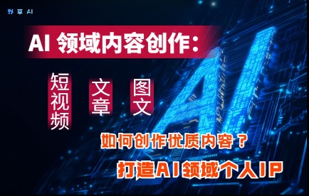 AI领域内容创作：高效创作短视频、文章、图文三大板块内容，打造AI领域个人IP-轻松搞定副业 - 高效赚钱方法和建议