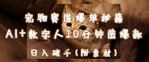 宠物赛道爆单秘籍：AI+数字人10分钟造爆款，日入1k-轻松搞定副业 - 高效赚钱方法和建议