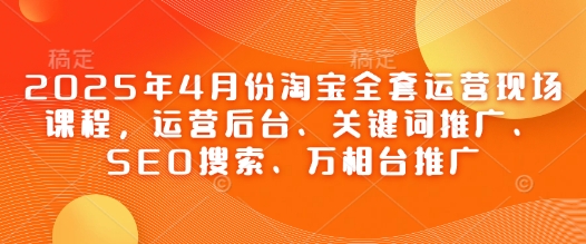 2025年4月份淘宝全套运营现场课程，运营后台、关键词推广、SEO搜索、万相台推广-轻松搞定副业 - 高效赚钱方法和建议
