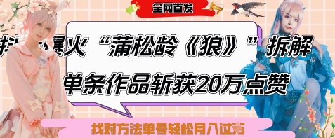 爆火“蒲松龄《狼》”实战拆解，仅6条作品涨粉24W，单条作品收获20W点赞，找对方法轻松起号月入过W-轻松搞定副业 - 高效赚钱方法和建议