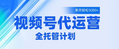 视频号代运营2.0，全程托管招募，单月轻松变现5k【揭秘】-轻松搞定副业 - 高效赚钱方法和建议