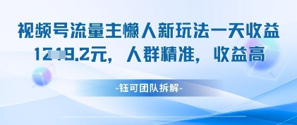 视频号流量主懒人新玩法，一天收益1k，人群精准收益高-轻松搞定副业 - 高效赚钱方法和建议