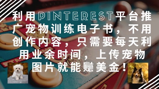 利用Pinterest平台推广宠物训练电子书，不用创作内容，只需要每天利用业余时间，上传宠物图片就能挣美金!-轻松搞定副业 - 高效赚钱方法和建议