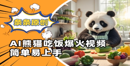 Ai熊猫吃饭爆火视频，条条原创，简单易上手-轻松搞定副业 - 高效赚钱方法和建议