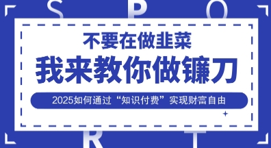 韭菜生涯终结者，我来教你做镰刀，2025如何通过“知识付费”实现财F自由【揭秘】-轻松搞定副业 - 高效赚钱方法和建议