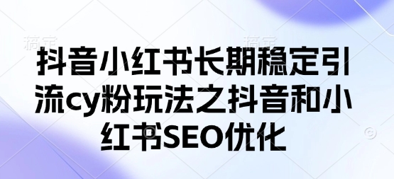 抖音小红书长期稳定引流cy粉玩法之抖音和小红书SEO优化-轻松搞定副业 - 高效赚钱方法和建议